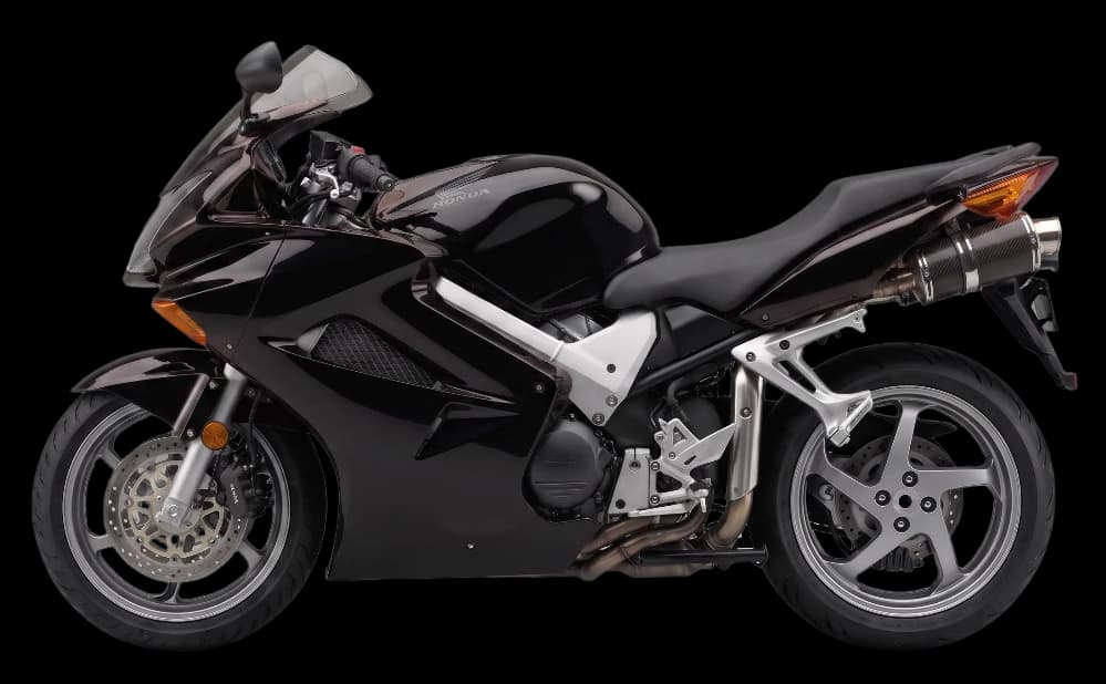 Honda sports motorcycle in black, side view